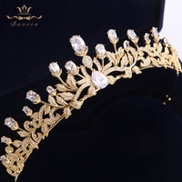 Gold/Silver Full Zircon Sparkling Brides Crowns Tiaras Plated Crystal Wedding Dresses Hair Accessories