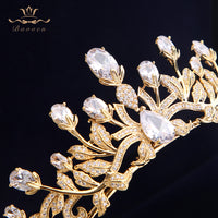 Gold/Silver Full Zircon Sparkling Brides Crowns Tiaras Plated Crystal Wedding Dresses Hair Accessories