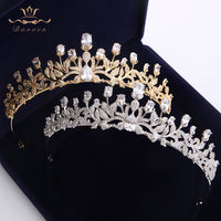 Gold/Silver Full Zircon Sparkling Brides Crowns Tiaras Plated Crystal Wedding Dresses Hair Accessories