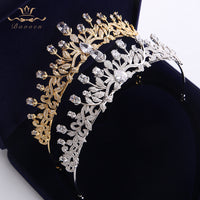 Gold/Silver Full Zircon Sparkling Brides Crowns Tiaras Plated Crystal Wedding Dresses Hair Accessories