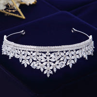 Top Quality Gold Sparkling Zircon Brides Tiaras Crown Bridal Hairbands Headpiece Wedding Hair Accessories