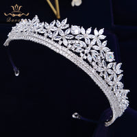 Top Quality Gold Sparkling Zircon Brides Tiaras Crown Bridal Hairbands Headpiece Wedding Hair Accessories