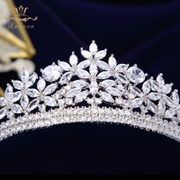 Top Quality Gold Sparkling Zircon Brides Tiaras Crown Bridal Hairbands Headpiece Wedding Hair Accessories