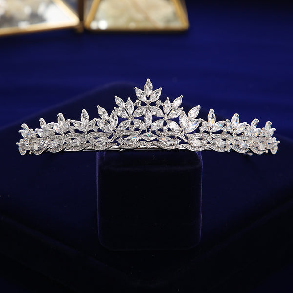 Europeans Silver plated Bride Tiaras Headpieces Full Zircon Wedding Crowns for Bridal Hair Accessories TR0191