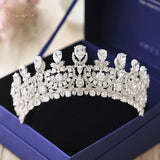 Brides Oversize Plated Crystals Tiaras Crown European Full Zircon Hairbands Silver Wedding Dresses Hair Accessories