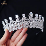 Brides Oversize Plated Crystals Tiaras Crown European Full Zircon Hairbands Silver Wedding Dresses Hair Accessories