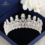 Brides Oversize Plated Crystals Tiaras Crown European Full Zircon Hairbands Silver Wedding Dresses Hair Accessories