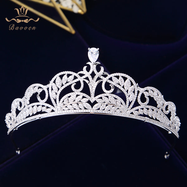 Sparkling Silver Tiaras Crowns For Brides Zircon Crystal Wedding Hairbands Bridals Hair Accessories