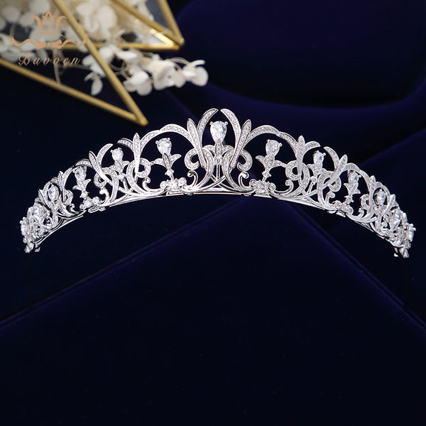 Luxury Stunning Silver Sparkling Zircon Brides Tiaras Crown Bridal Hairbands Headpiece Wedding Hair Accessories