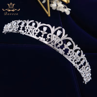 Luxury Stunning Silver Sparkling Zircon Brides Tiaras Crown Bridal Hairbands Headpiece Wedding Hair Accessories