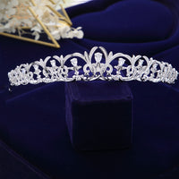 Luxury Stunning Silver Sparkling Zircon Brides Tiaras Crown Bridal Hairbands Headpiece Wedding Hair Accessories