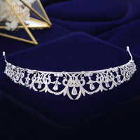 Luxury Stunning Silver Sparkling Zircon Brides Tiaras Crown Bridal Hairbands Headpiece Wedding Hair Accessories