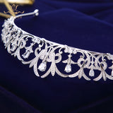 Luxury Stunning Silver Sparkling Zircon Brides Tiaras Crown Bridal Hairbands Headpiece Wedding Hair Accessories