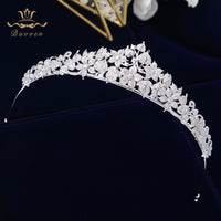 Vintage Flower Brides Hairbands Full Zircon Crystal Wedding Tiaras Crowns Silver Bridesmaid Hair Jewelry