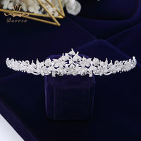 Vintage Flower Brides Hairbands Full Zircon Crystal Wedding Tiaras Crowns Silver Bridesmaid Hair Jewelry