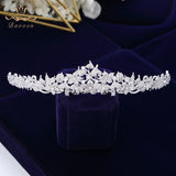 Vintage Flower Brides Hairbands Full Zircon Crystal Wedding Tiaras Crowns Silver Bridesmaid Hair Jewelry