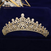 Stunning Zircon Tiaras Headpieces Gold Crowns Headbands Crystal Wedding Hair Accessories For Brides TR0233