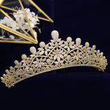 Stunning Zircon Tiaras Headpieces Gold Crowns Headbands Crystal Wedding Hair Accessories For Brides TR0233