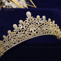 Stunning Zircon Tiaras Headpieces Gold Crowns Headbands Crystal Wedding Hair Accessories For Brides TR0233