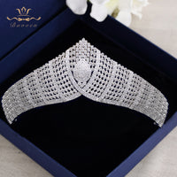 Princess Silver Full Zircon Crystal Tiaras Crowns for Brides Royal Gold Evening Hair Accessories TR0236