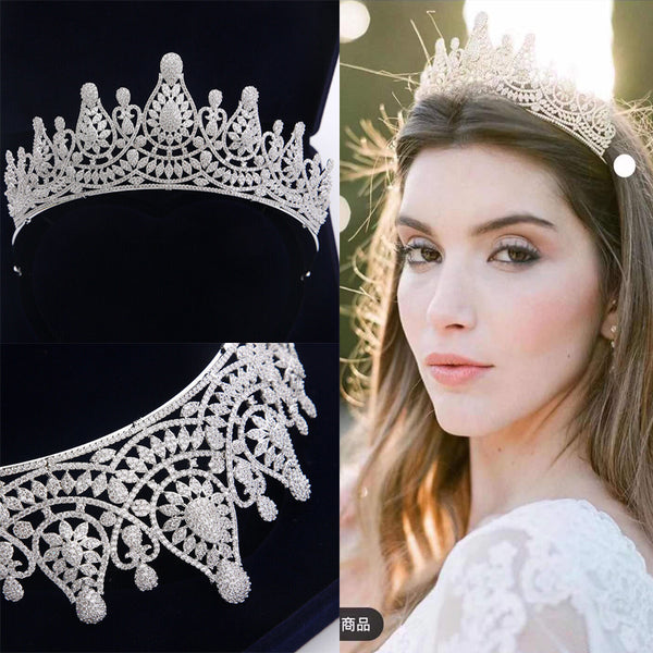 Fabulous Silver Full Zircon Wedding Hairbands for Brides Crystal Tiaras Crowns Wedding Hair Accessories