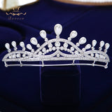 Royal Brides Pearls Zircon Tiaras Crowns Silver Crystal Hairbands Headpieces Wedding Hair Accessories TR0239