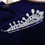 Royal Brides Pearls Zircon Tiaras Crowns Silver Crystal Hairbands Headpieces Wedding Hair Accessories TR0239