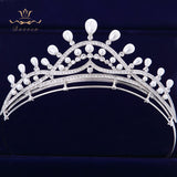 Royal Brides Pearls Zircon Tiaras Crowns Silver Crystal Hairbands Headpieces Wedding Hair Accessories TR0239