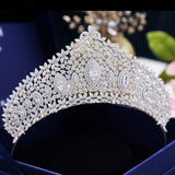 Simple Full Zircon Brides Tiaras Crowns Silver Bridal Hairbands Plated Crystal Wedding Hair Accessories