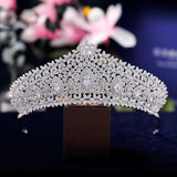 Simple Full Zircon Brides Tiaras Crowns Silver Bridal Hairbands Plated Crystal Wedding Hair Accessories