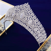 Simple Full Zircon Brides Tiaras Crowns Silver Bridal Hairbands Plated Crystal Wedding Hair Accessories