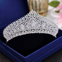 Simple Full Zircon Brides Tiaras Crowns Silver Bridal Hairbands Plated Crystal Wedding Hair Accessories