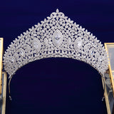 Simple Full Zircon Brides Tiaras Crowns Silver Bridal Hairbands Plated Crystal Wedding Hair Accessories