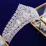 Simple Full Zircon Brides Tiaras Crowns Silver Bridal Hairbands Plated Crystal Wedding Hair Accessories