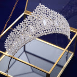 Simple Full Zircon Brides Tiaras Crowns Silver Bridal Hairbands Plated Crystal Wedding Hair Accessories