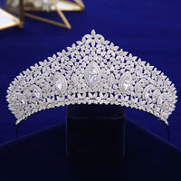 Simple Full Zircon Brides Tiaras Crowns Silver Bridal Hairbands Plated Crystal Wedding Hair Accessories