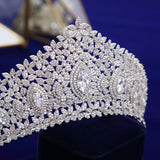 Simple Full Zircon Brides Tiaras Crowns Silver Bridal Hairbands Plated Crystal Wedding Hair Accessories