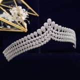 Brides Simple Full Zircon Brides Tiaras Crowns Silver Bridal Hairbands Plated Crystal Wedding Hair Accessories