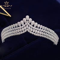 Brides Simple Full Zircon Brides Tiaras Crowns Silver Bridal Hairbands Plated Crystal Wedding Hair Accessories