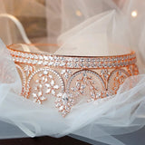 Royal Queen Rose Gold Tiaras Crowns for Brides Crystal Brides Hairbands Full Zircon Wedding Hair Accessories