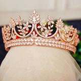 Royal Queen Rose Gold Tiaras Crowns for Brides Crystal Brides Hairbands Full Zircon Wedding Hair Accessories