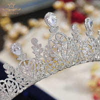 Fashion CZ Zircon Crystal Brides Crowns Tiaras Princess Headband For Brides Wedding Hair Accessories TR0318