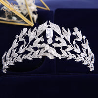 Gorgeous Full Crystal Brides Tiaras Crowns Silver Wedding Accessories Royal Queen Evening Hair Jewelry