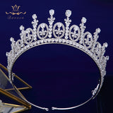 Gorgeous Brides Tiara Crowns Silver CZ Zircon Silver Headpieces Evening Hair Jewelry Wedding Hair Accessory