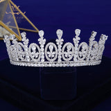 Gorgeous Brides Tiara Crowns Silver CZ Zircon Silver Headpieces Evening Hair Jewelry Wedding Hair Accessory