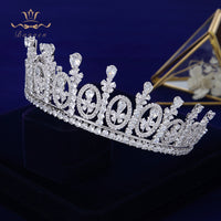 Gorgeous Brides Tiara Crowns Silver CZ Zircon Silver Headpieces Evening Hair Jewelry Wedding Hair Accessory