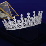 Gorgeous Brides Tiara Crowns Silver CZ Zircon Silver Headpieces Evening Hair Jewelry Wedding Hair Accessory