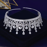 Gorgeous Brides Tiara Crowns Silver CZ Zircon Silver Headpieces Evening Hair Jewelry Wedding Hair Accessory