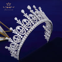 Gorgeous Brides Tiara Crowns Silver CZ Zircon Silver Headpieces Evening Hair Jewelry Wedding Hair Accessory