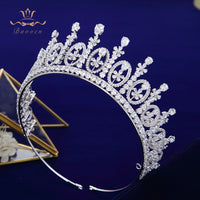 Gorgeous Brides Tiara Crowns Silver CZ Zircon Silver Headpieces Evening Hair Jewelry Wedding Hair Accessory